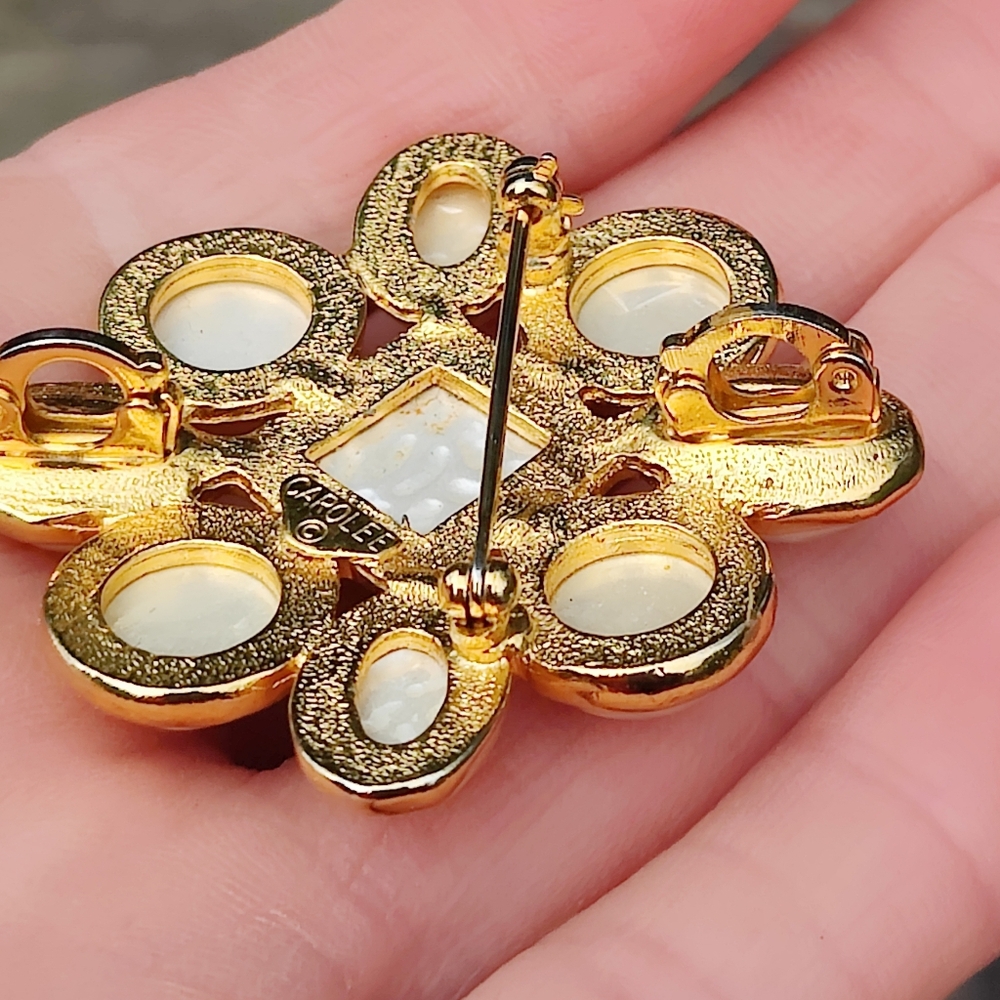 🦪 Vintage Carolee Pearl Pendant/Pin - Picture 3 of 5